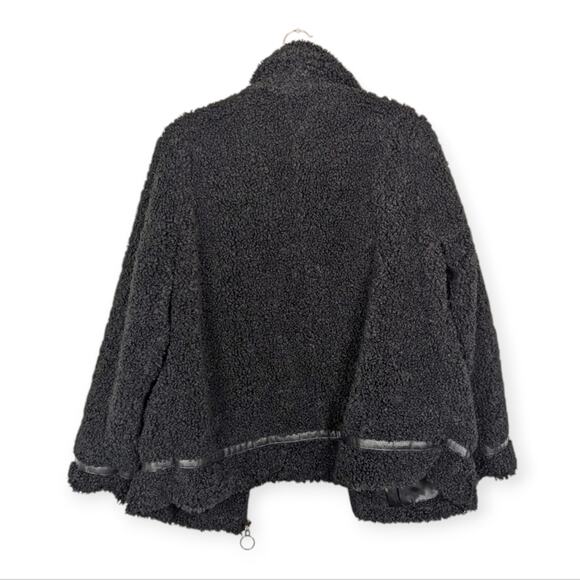 Madden Girl Black Fleece Sherpa Zip Up Jacket - Picture 2 of 7